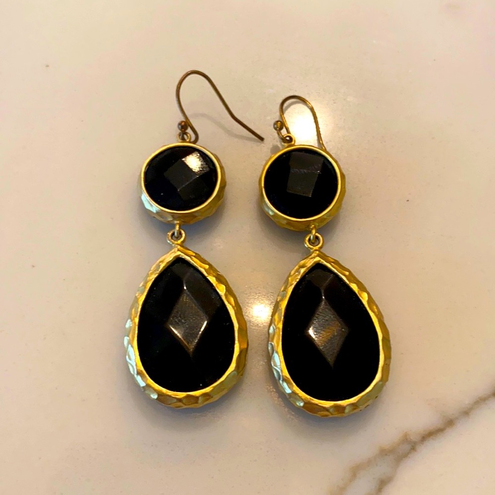 Stella & Dot black and gold drop earrings